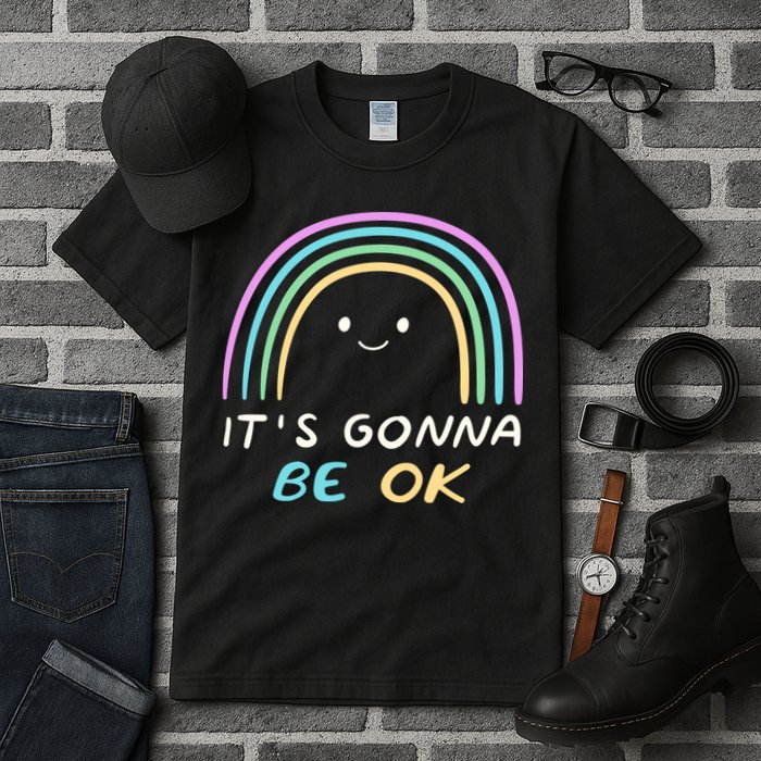 It's Gonna Be Ok Rainbow Smiley Face Positive Quote Tall T-Shirt