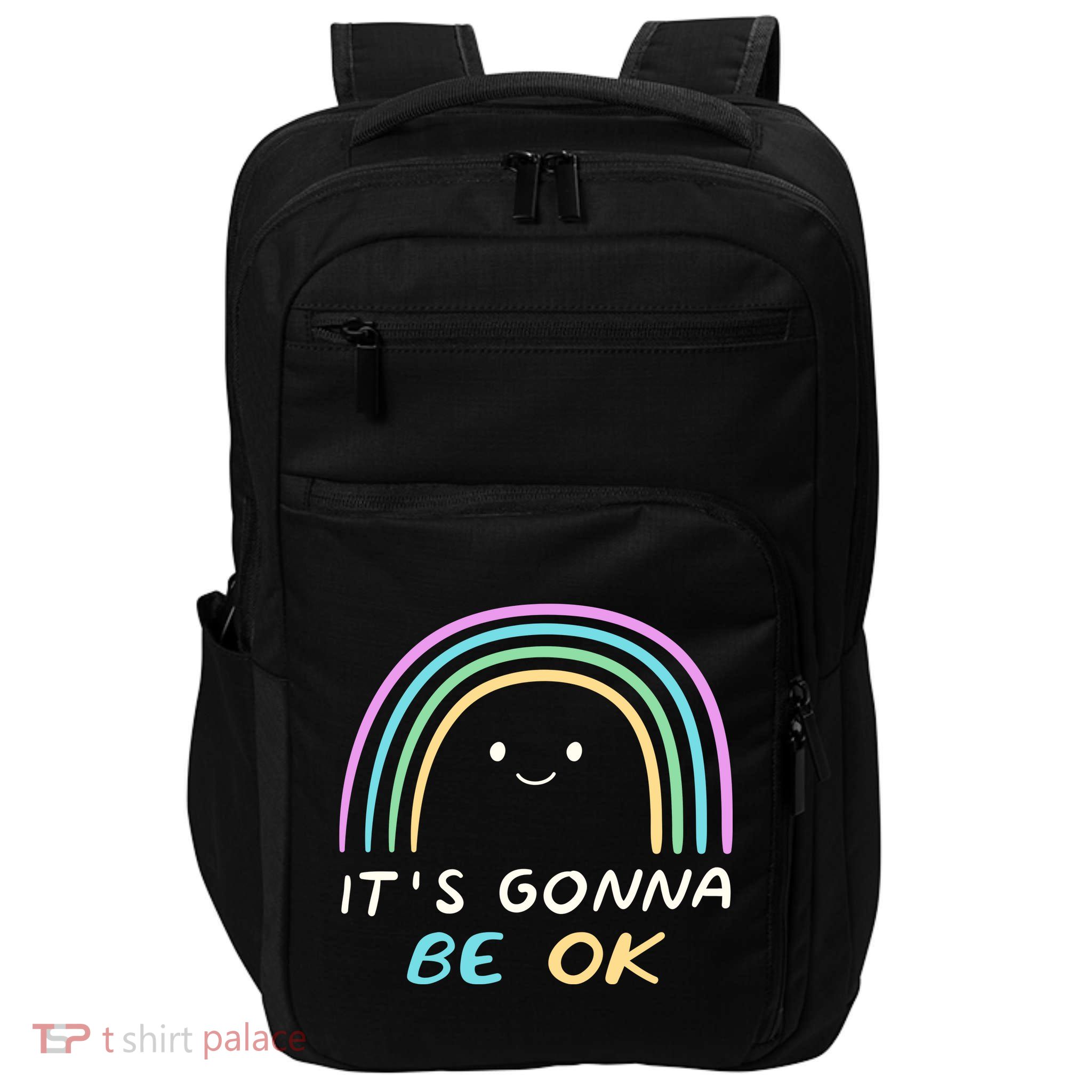 It's Gonna Be Ok Rainbow Smiley Face Positive Quote Impact Tech Backpack