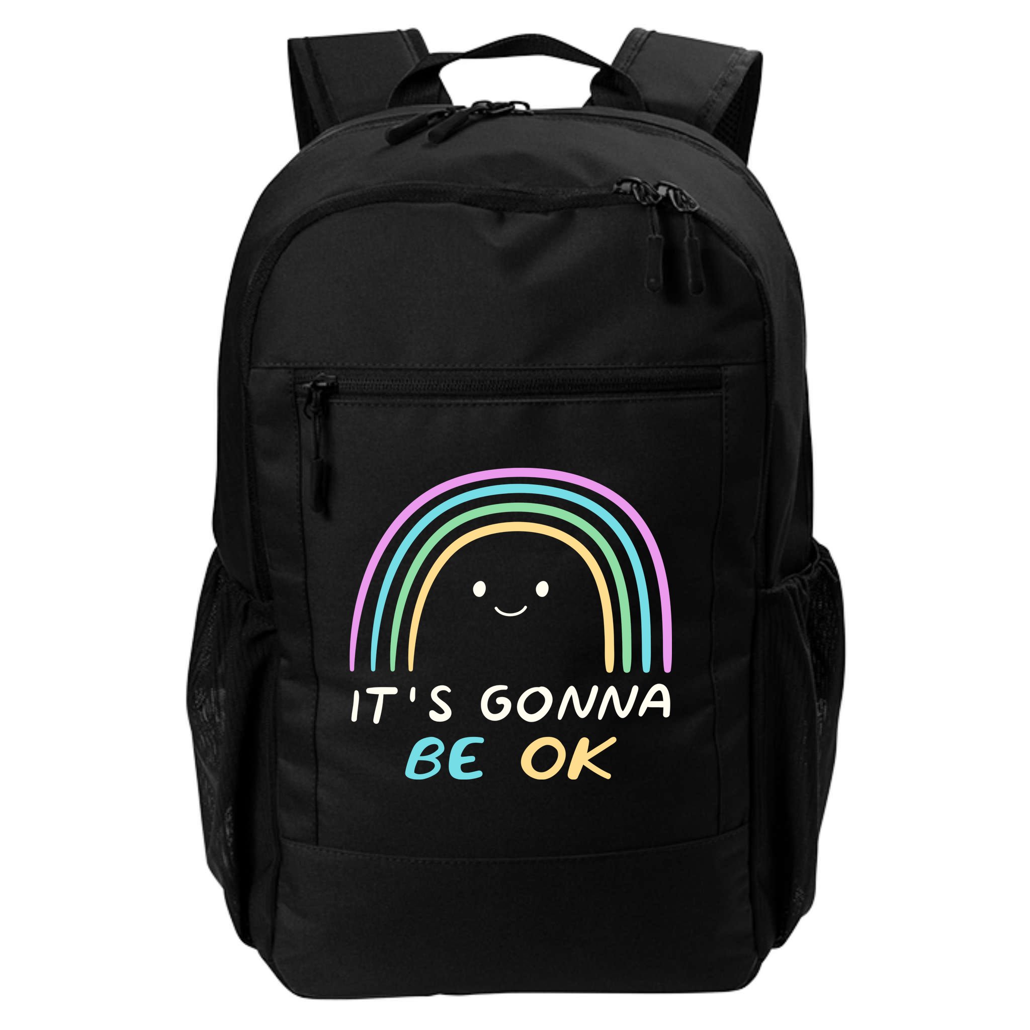 It's Gonna Be Ok Rainbow Smiley Face Positive Quote Backpack