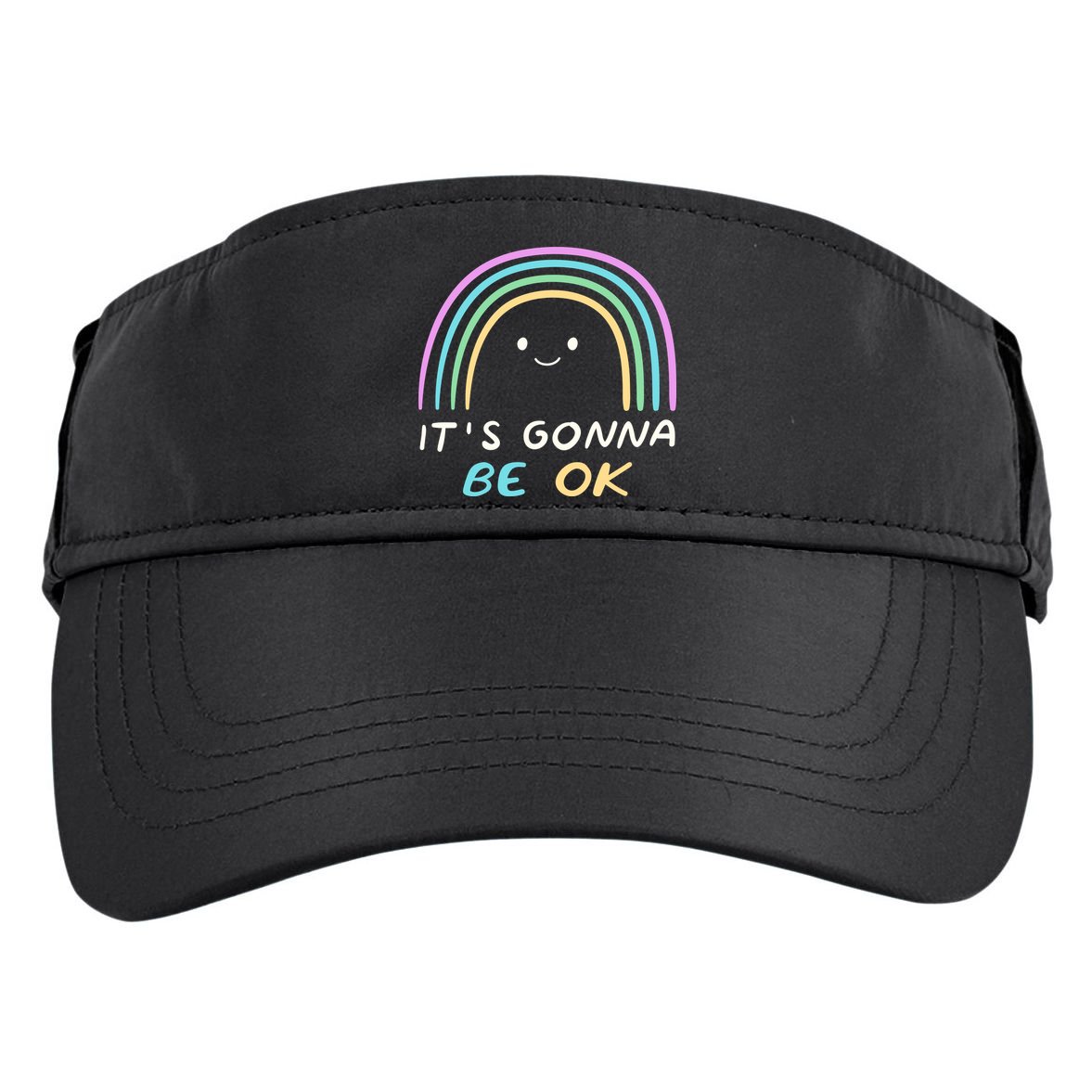 It's Gonna Be Ok Rainbow Smiley Face Positive Quote Adult Drive Performance Visor