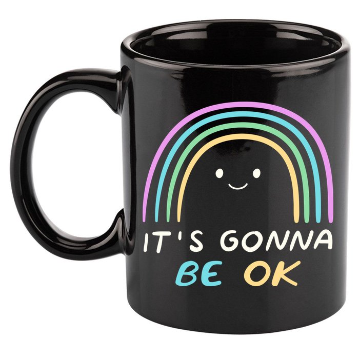 It's Gonna Be Ok Rainbow Smiley Face Positive Quote 11oz C Handle Ceramic Mug