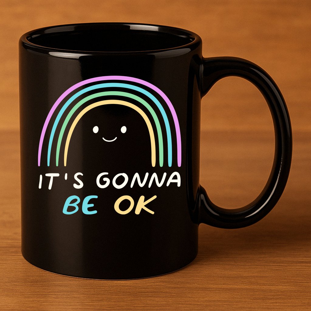 It's Gonna Be Ok Rainbow Smiley Face Positive Quote 11oz C Handle Ceramic Mug