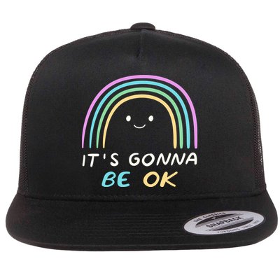 It's Gonna Be Ok Rainbow Smiley Face Positive Quote Flatbill Hat