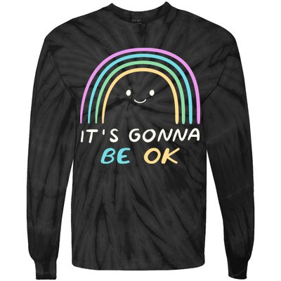 It's Gonna Be Ok Rainbow Smiley Face Positive Quote Tie-Dye Long Sleeve Shirt