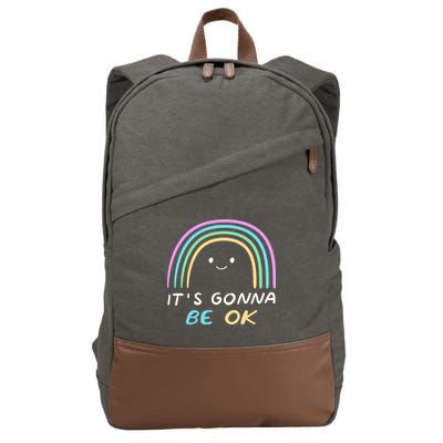 It's Gonna Be Ok Rainbow Smiley Face Positive Quote Cotton Canvas Backpack