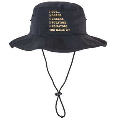 I Got Beans Greens Potatoes Tomatoes You Name It Funny Gag  Bucket Hat
