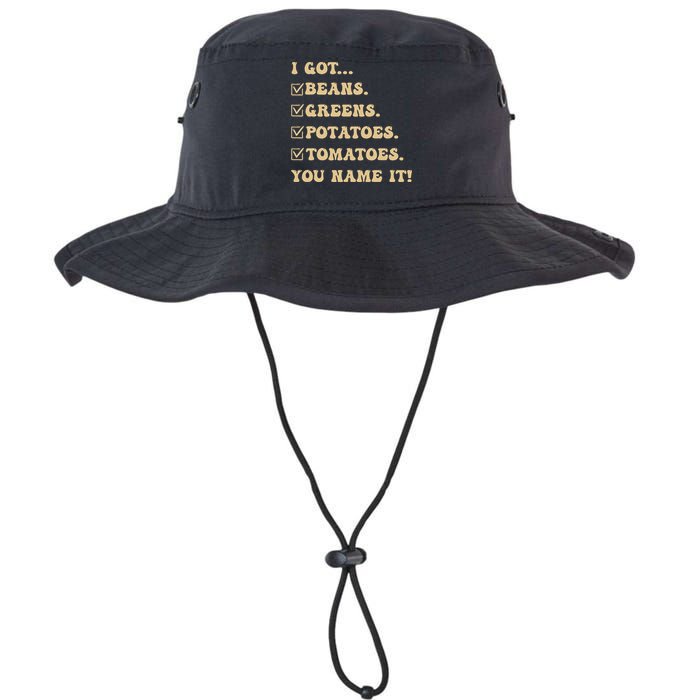 I Got Beans Greens Potatoes Tomatoes You Name It Funny Gag  Bucket Hat