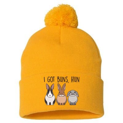 I Got Buns Hun Bunny Mom Cute Rabbit Lover Rabbit Mama Gift Pom Pom 12in Knit Beanie