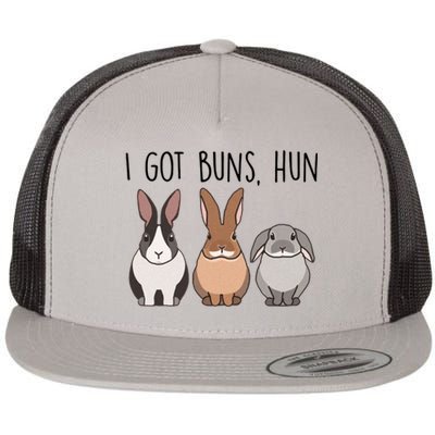 I Got Buns Hun Bunny Mom Cute Rabbit Lover Rabbit Mama Gift Flat Bill Trucker Hat