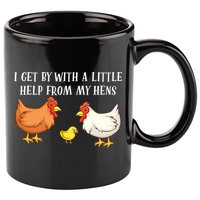 I Get By With A Little Help From My Hens Chicken Lovers 11oz C Handle Ceramic Mug