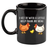 I Get By With A Little Help From My Hens Chicken Lovers 11oz C Handle Ceramic Mug