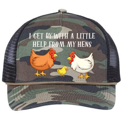 I Get By With A Little Help From My Hens Chicken Lovers Retro Rope Trucker Hat Cap