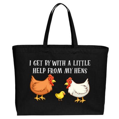 I Get By With A Little Help From My Hens Chicken Lovers Cotton Canvas Jumbo Tote