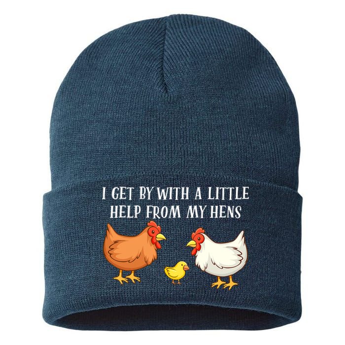 I Get By With A Little Help From My Hens Chicken Lovers Sustainable Knit Beanie