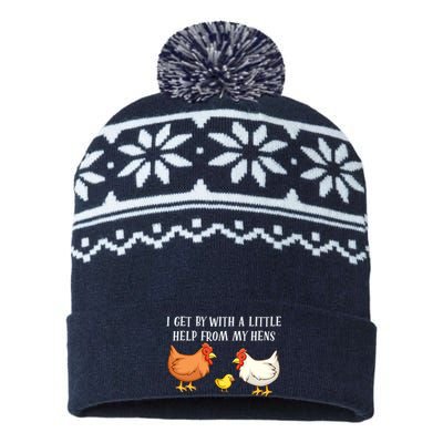 I Get By With A Little Help From My Hens Chicken Lovers USA-Made Snowflake Beanie