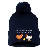 I Get By With A Little Help From My Hens Chicken Lovers Pom Pom 12in Knit Beanie