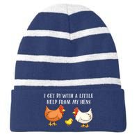 I Get By With A Little Help From My Hens Chicken Lovers Striped Beanie with Solid Band