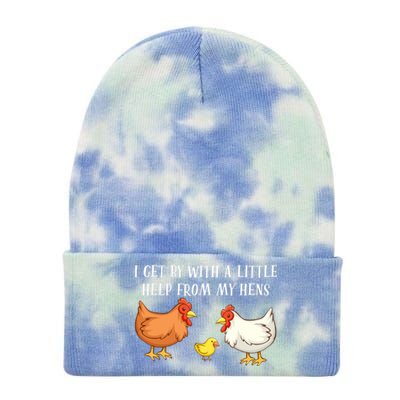 I Get By With A Little Help From My Hens Chicken Lovers Tie Dye 12in Knit Beanie