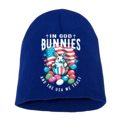 In God Bunnies Usa We Trust Easter Bunny American Patriotic Cool Gift Short Acrylic Beanie