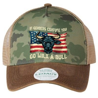 If Genders Confuse You Go Milk A Bull Legacy Tie Dye Trucker Hat