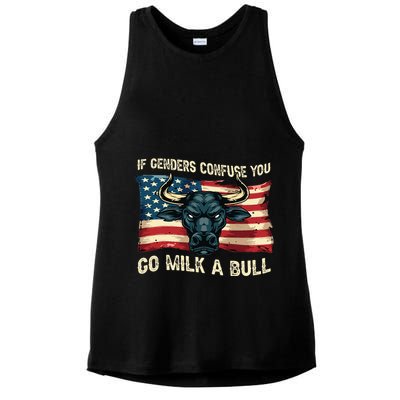 If Genders Confuse You Go Milk A Bull Ladies PosiCharge Tri-Blend Wicking Tank