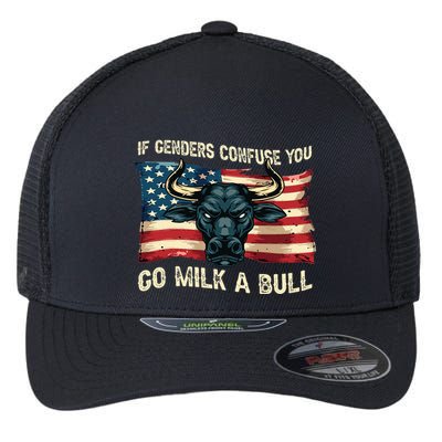 If Genders Confuse You Go Milk A Bull Flexfit Unipanel Trucker Cap