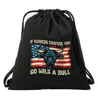 If Genders Confuse You Go Milk A Bull Drawstring Bag