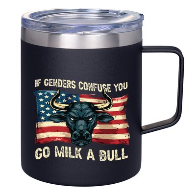 If Genders Confuse You Go Milk A Bull 12oz Stainless Steel Coffee Mug