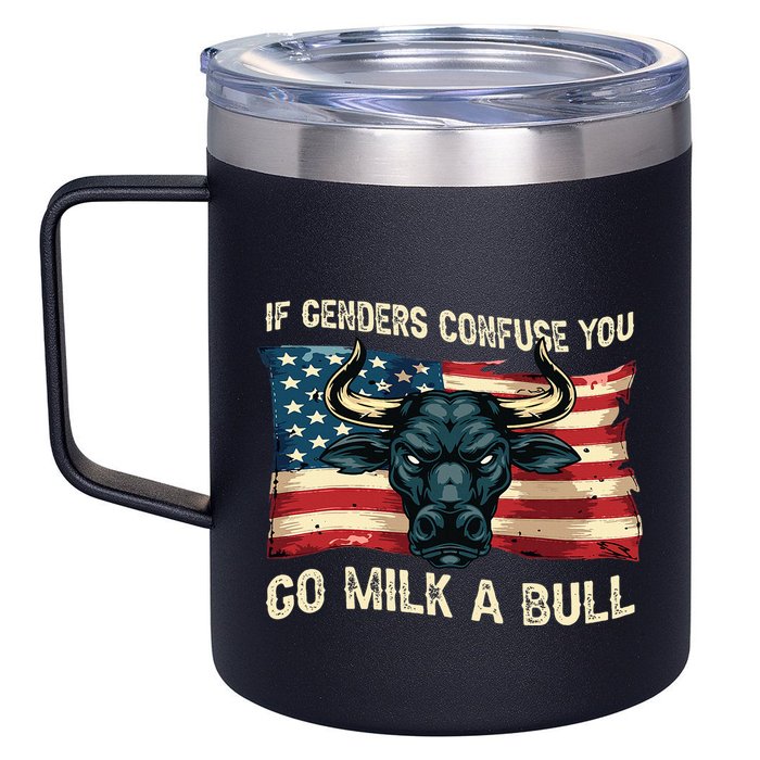 If Genders Confuse You Go Milk A Bull 12oz Stainless Steel Coffee Mug