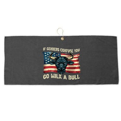 If Genders Confuse You Go Milk A Bull Large Microfiber Waffle Golf Towel