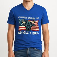 If Genders Confuse You Go Milk A Bull V-Neck T-Shirt