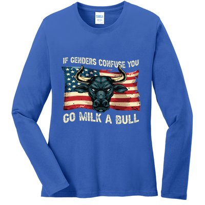 If Genders Confuse You Go Milk A Bull Ladies Long Sleeve Shirt