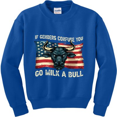 If Genders Confuse You Go Milk A Bull Kids Sweatshirt