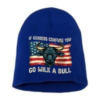 If Genders Confuse You Go Milk A Bull Short Acrylic Beanie
