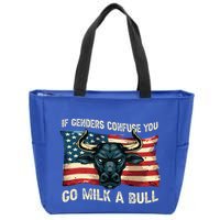 If Genders Confuse You Go Milk A Bull Zip Tote Bag