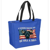 If Genders Confuse You Go Milk A Bull Zip Tote Bag