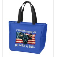 If Genders Confuse You Go Milk A Bull Zip Tote Bag