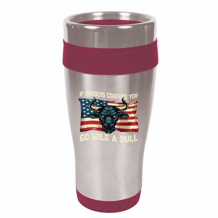 If Genders Confuse You Go Milk A Bull 16oz Travel Tumbler