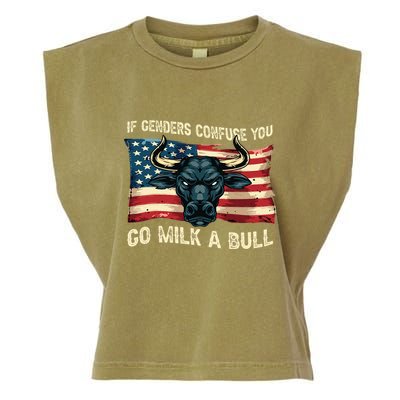 If Genders Confuse You Go Milk A Bull Garment-Dyed Women's Muscle Tee