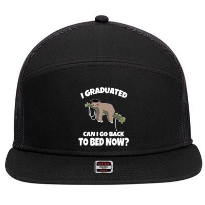 I Graduated Can I Go Back To Bed Now Sloth 7 Panel Mesh Trucker Snapback Hat