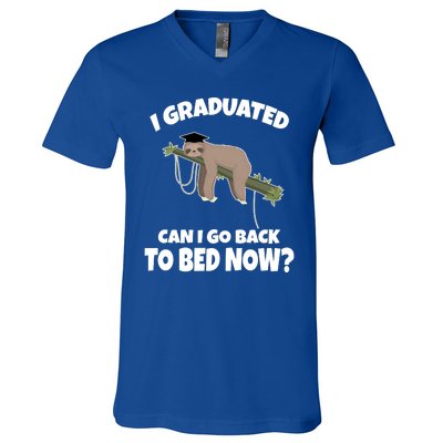 I Graduated Can I Go Back To Bed Now Sloth V-Neck T-Shirt