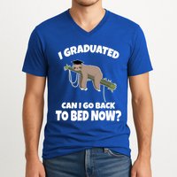 I Graduated Can I Go Back To Bed Now Sloth V-Neck T-Shirt