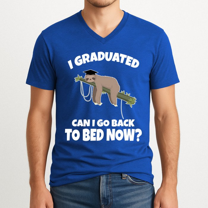 I Graduated Can I Go Back To Bed Now Sloth V-Neck T-Shirt
