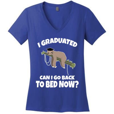I Graduated Can I Go Back To Bed Now Sloth Women's V-Neck T-Shirt