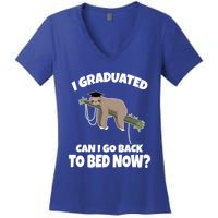 I Graduated Can I Go Back To Bed Now Sloth Women's V-Neck T-Shirt