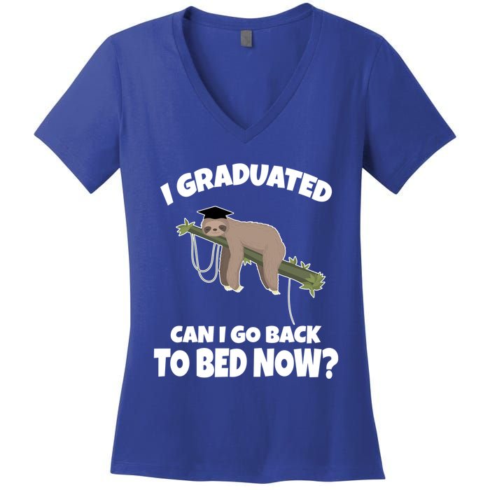 I Graduated Can I Go Back To Bed Now Sloth Women's V-Neck T-Shirt