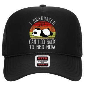 I Graduated Can I Go Back To Bed Now Cute Panda Sleeping High Crown Mesh Back Trucker Hat