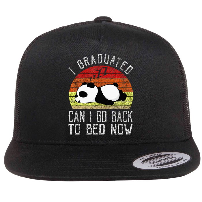 I Graduated Can I Go Back To Bed Now Cute Panda Sleeping Flat Bill Trucker Hat