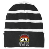 I Graduated Can I Go Back To Bed Now Cute Panda Sleeping Striped Beanie with Solid Band