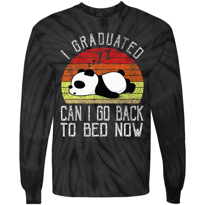 I Graduated Can I Go Back To Bed Now Cute Panda Sleeping Tie-Dye Long Sleeve Shirt